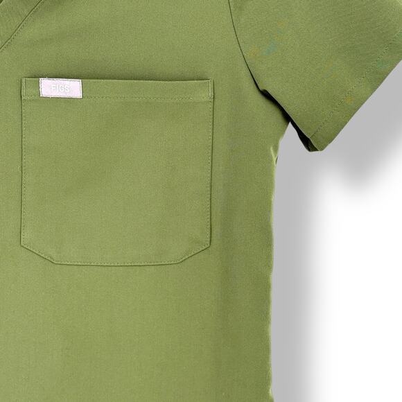 Figs Catarina One Pocket Scrub Top Shirt Womens Size XXS Olive Drab Green - Picture 2 of 6